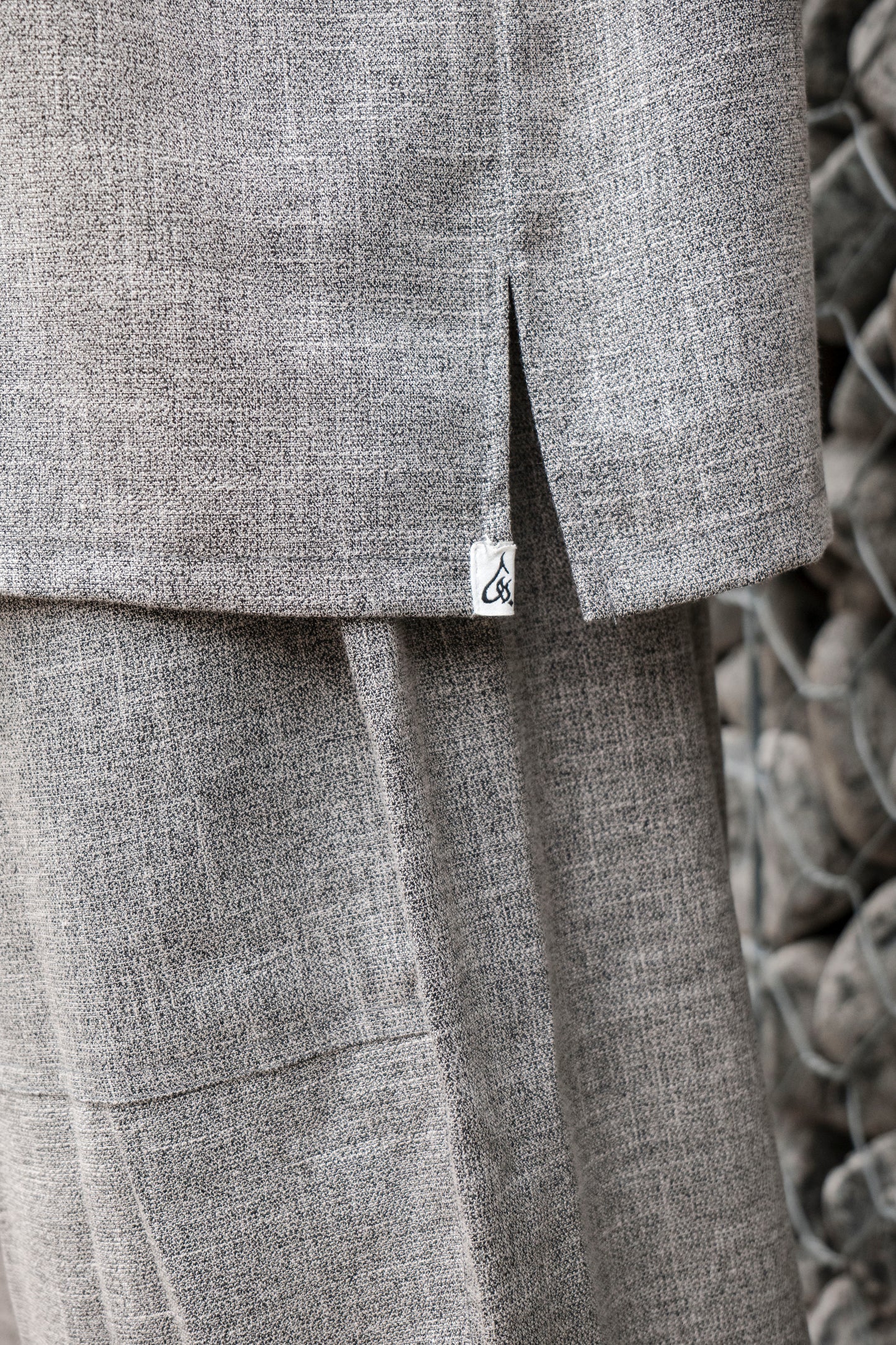 Ensemble en lin pour homme Gris – Haut fluide + pantalon large