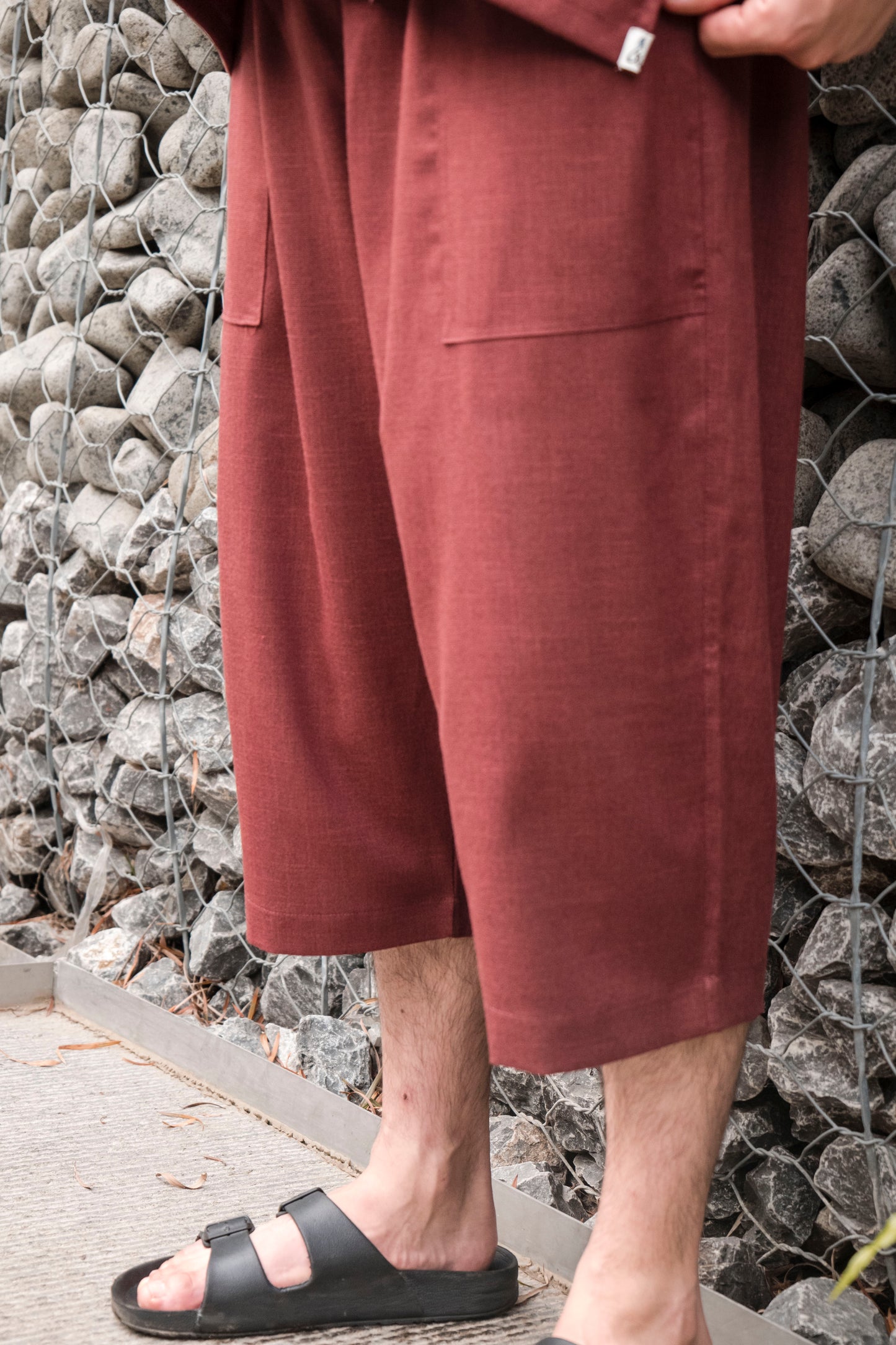 Ensemble en lin pour homme Bordeau – Haut fluide + pantalon large