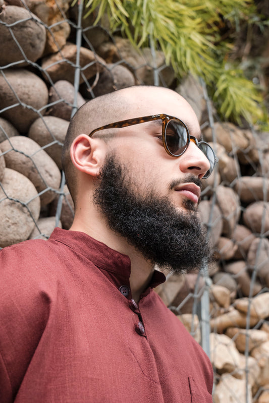 Ensemble en lin pour homme Bordeau – Haut fluide + pantalon large