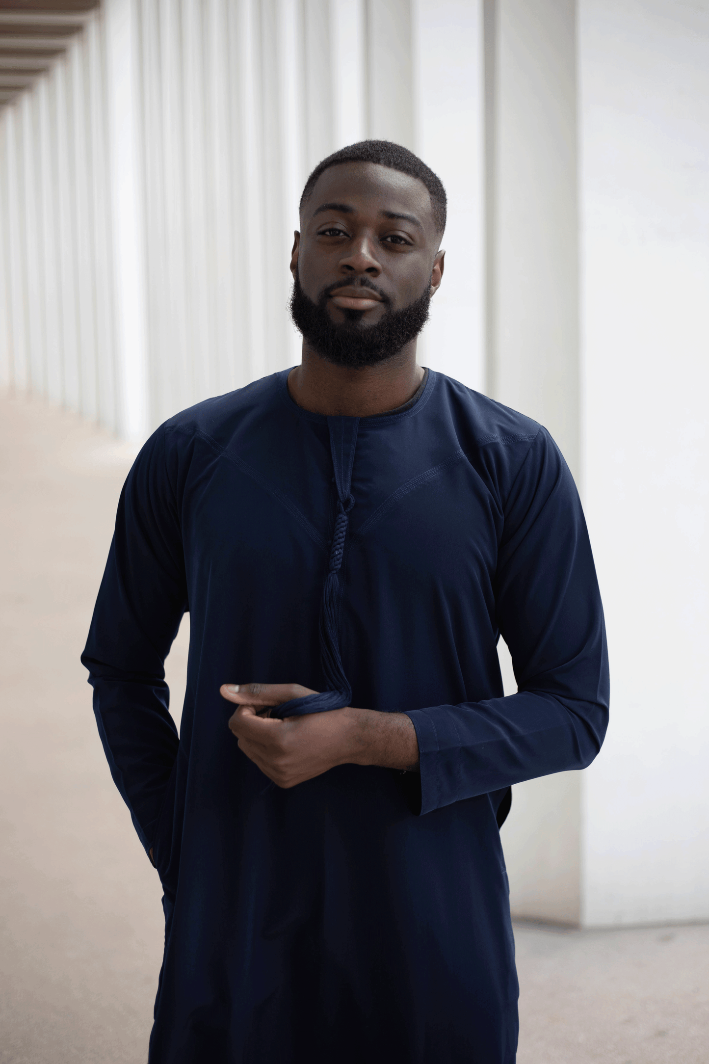 Qamis Emirati Bleu Foncé Coton -abaya homme -kamis