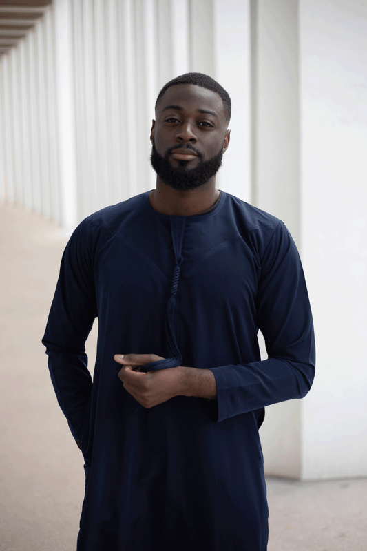 Qamis Emirati Bleu Foncé Coton -abaya homme -kamis