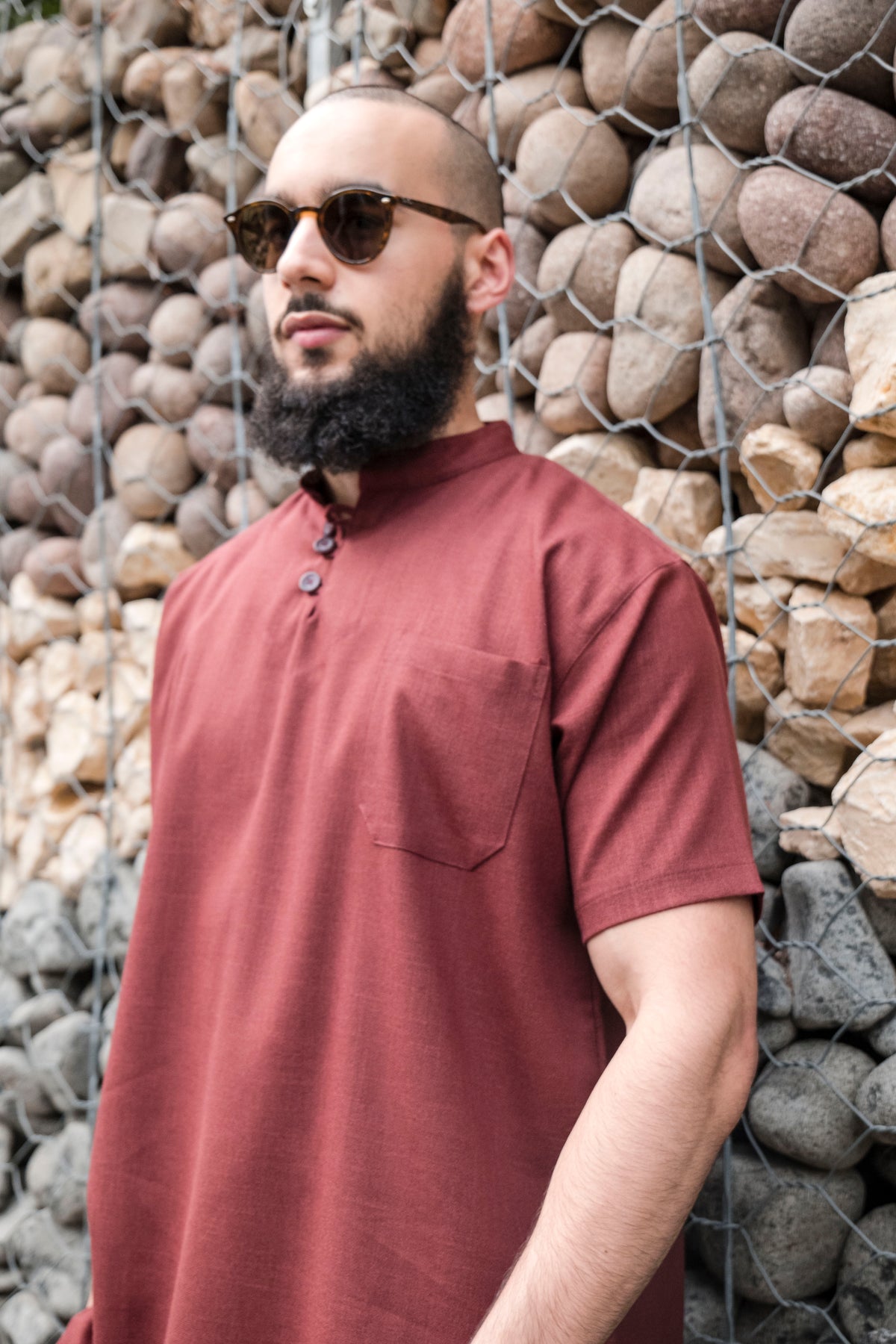 Ensemble en lin pour homme Bordeau – Haut fluide + pantalon large