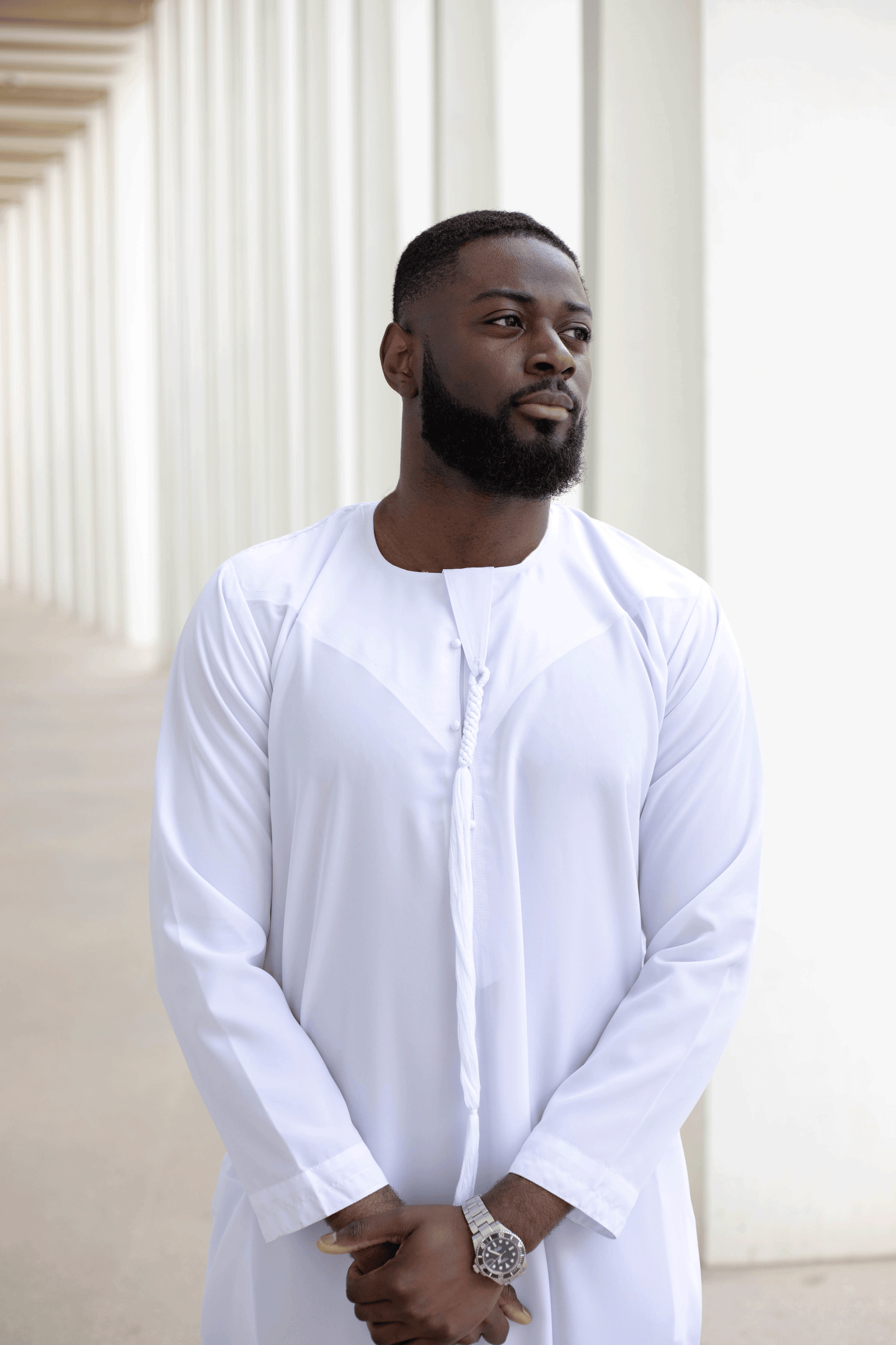 Qamis Emirati Blanc Coton - abaya homme - kamis