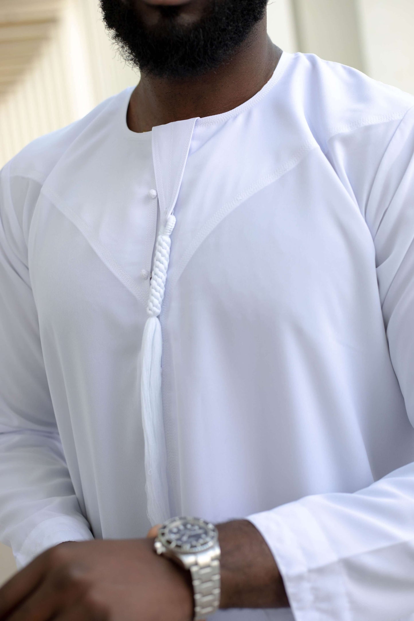 Qamis Emirati Blanc Coton - abaya homme - kamis