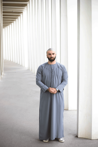 Qamis Emirati Gris Coton -abaya homme -kamis